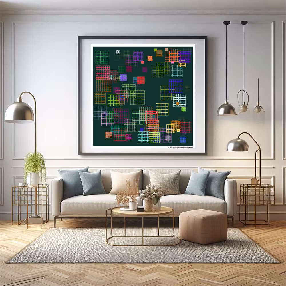 99 tiles on infinite space and vivid space in room setting