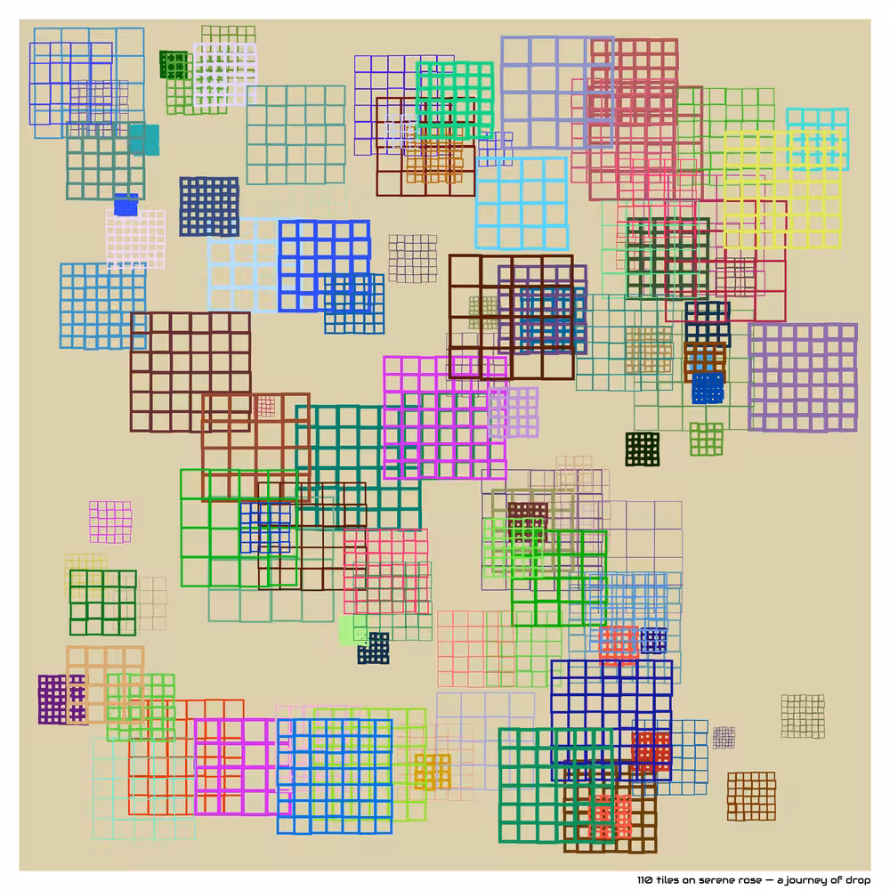 110 tiles on serene rose — a journey of drop