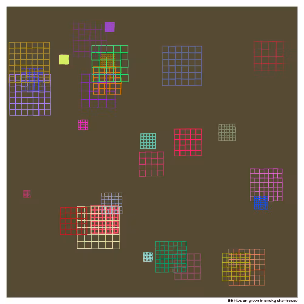 29 tiles on green in smoky chartreuse