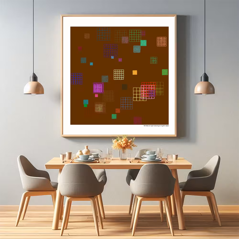 43 tiles on myth dancing on mystic sepia in room setting