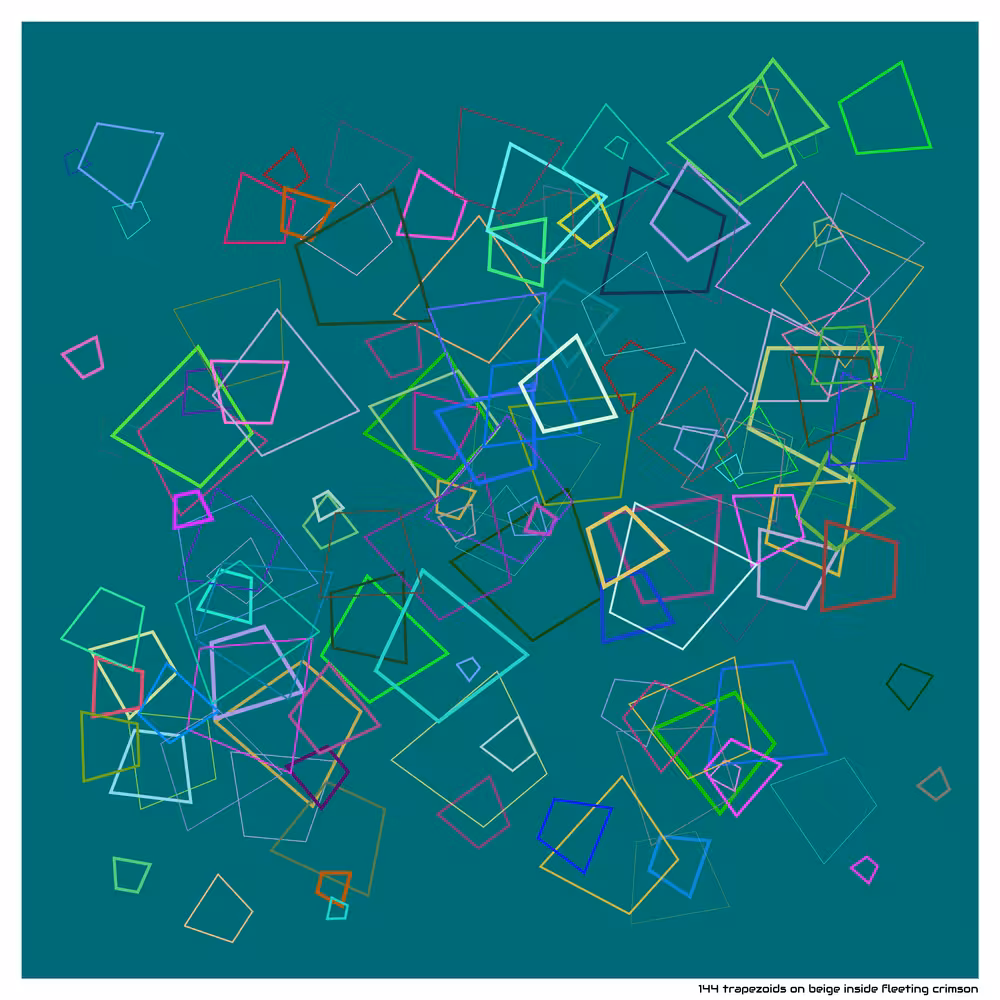 144 trapezoids on beige inside fleeting crimson