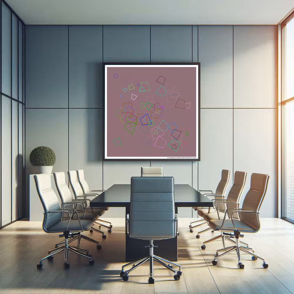 64 trapezoids on bright cream and secret of comet in room setting