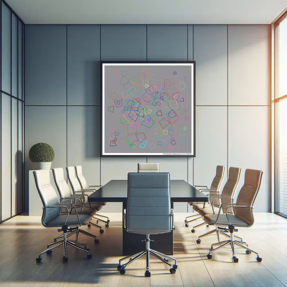 172 trapezoids on glazed gray and mirror of descent in room setting