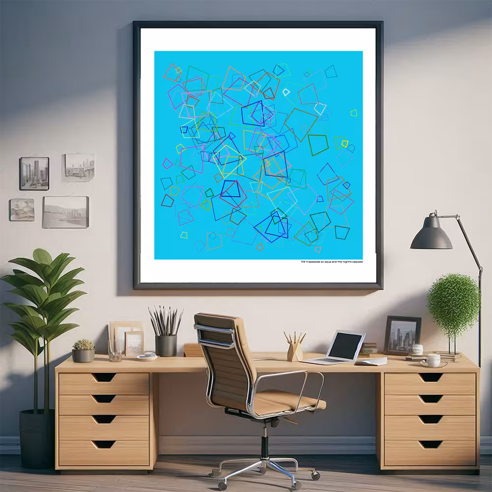 172 trapezoids on aqua and the night's cascade in room setting