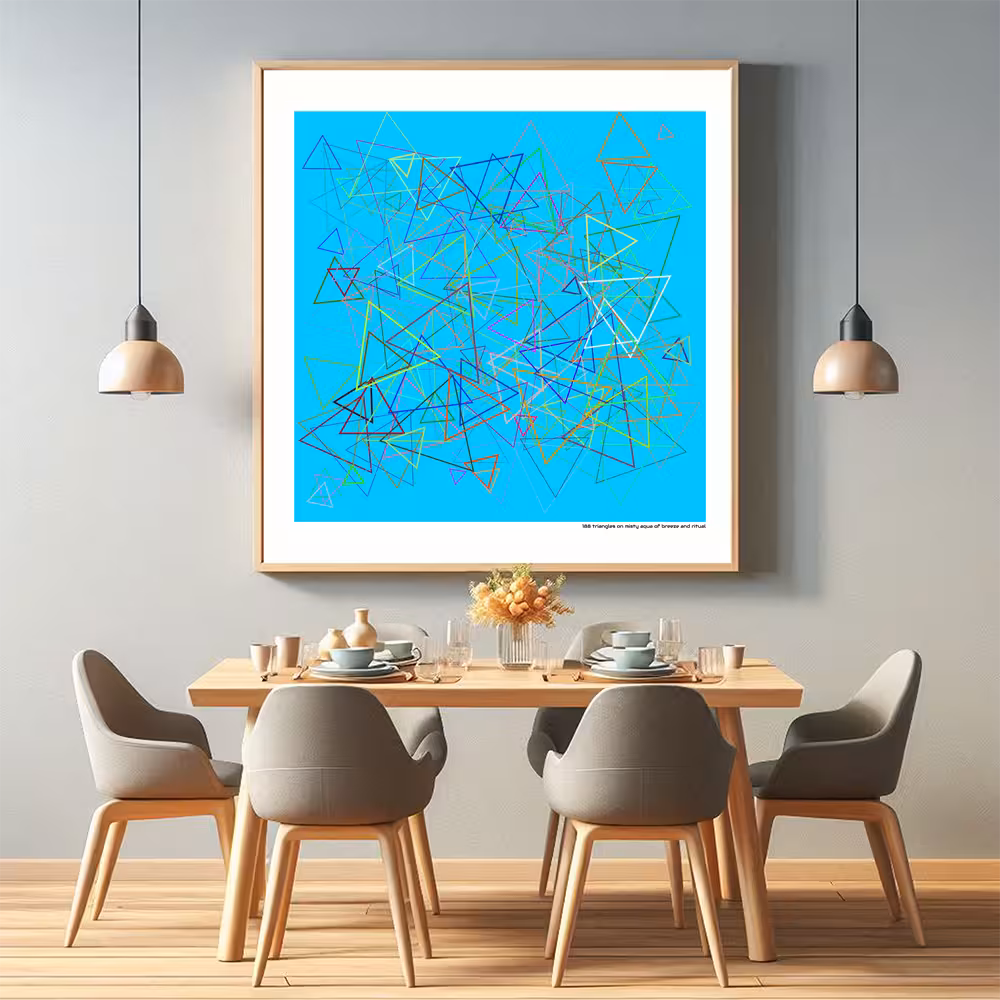 188 triangles on misty aqua of breeze and ritual in room setting