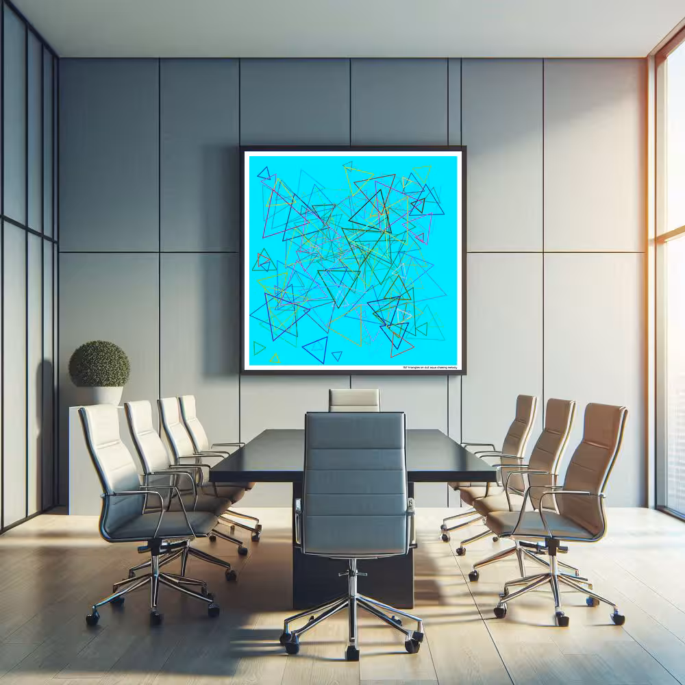 157 triangles on dull aqua chasing melody in room setting