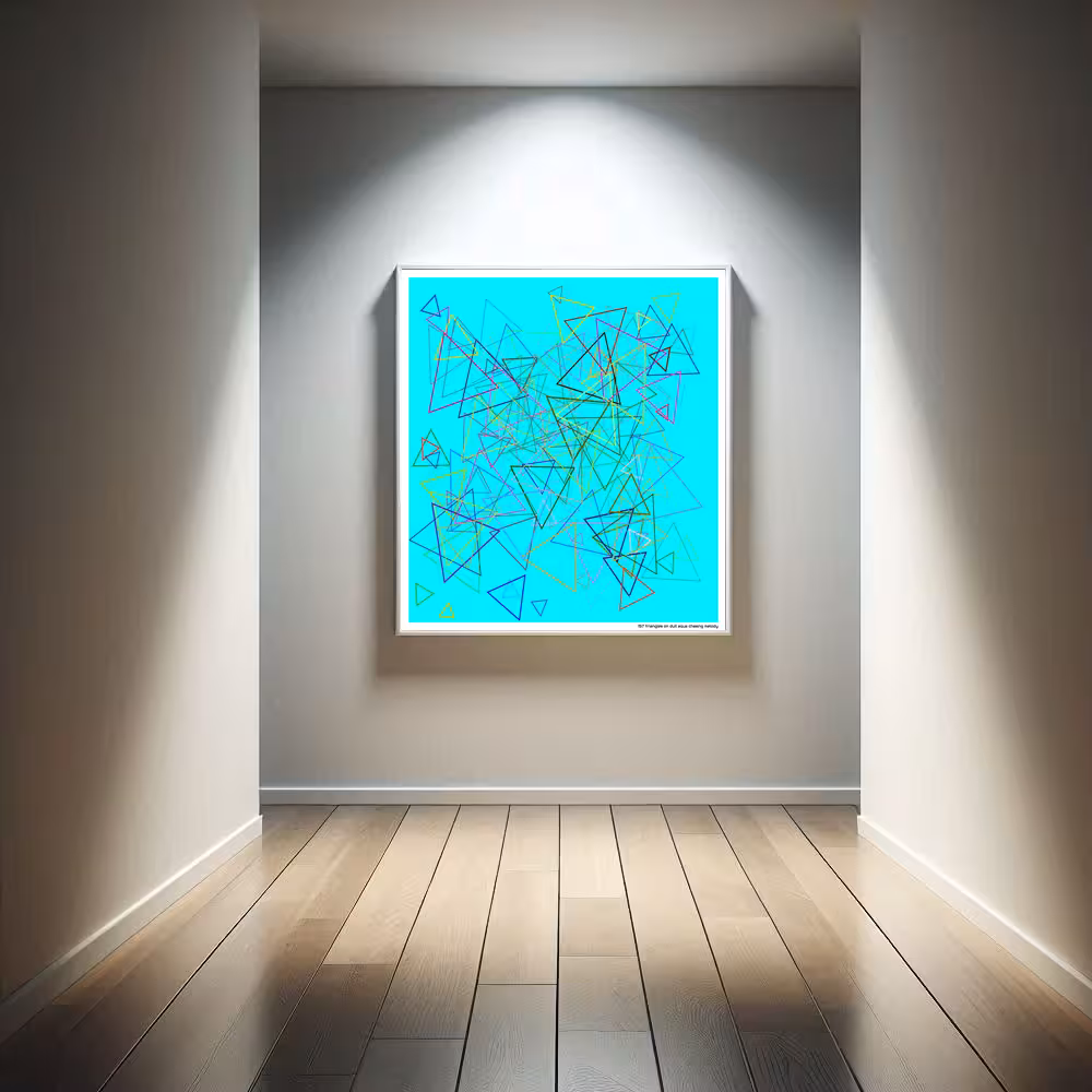 157 triangles on dull aqua chasing melody in room setting