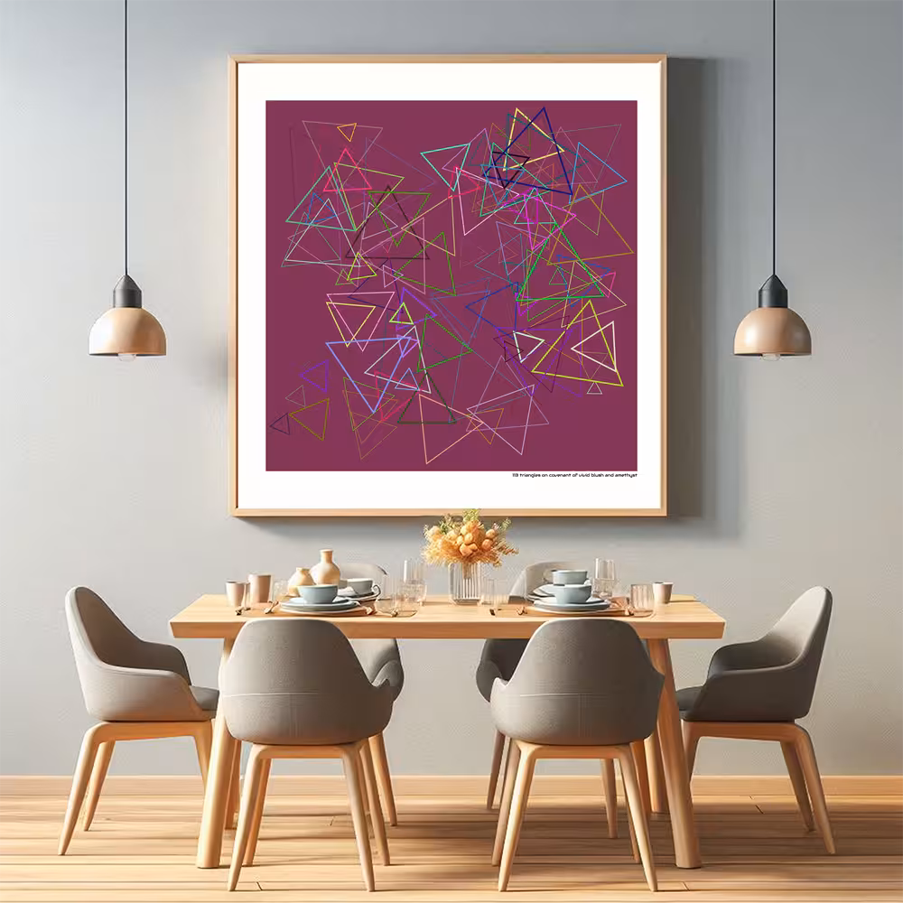 113 triangles on covenant of vivid blush and amethyst in room setting