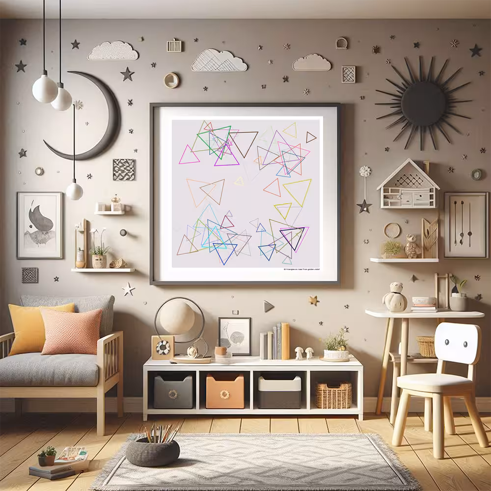 61 triangles on rose from golden violet in room setting