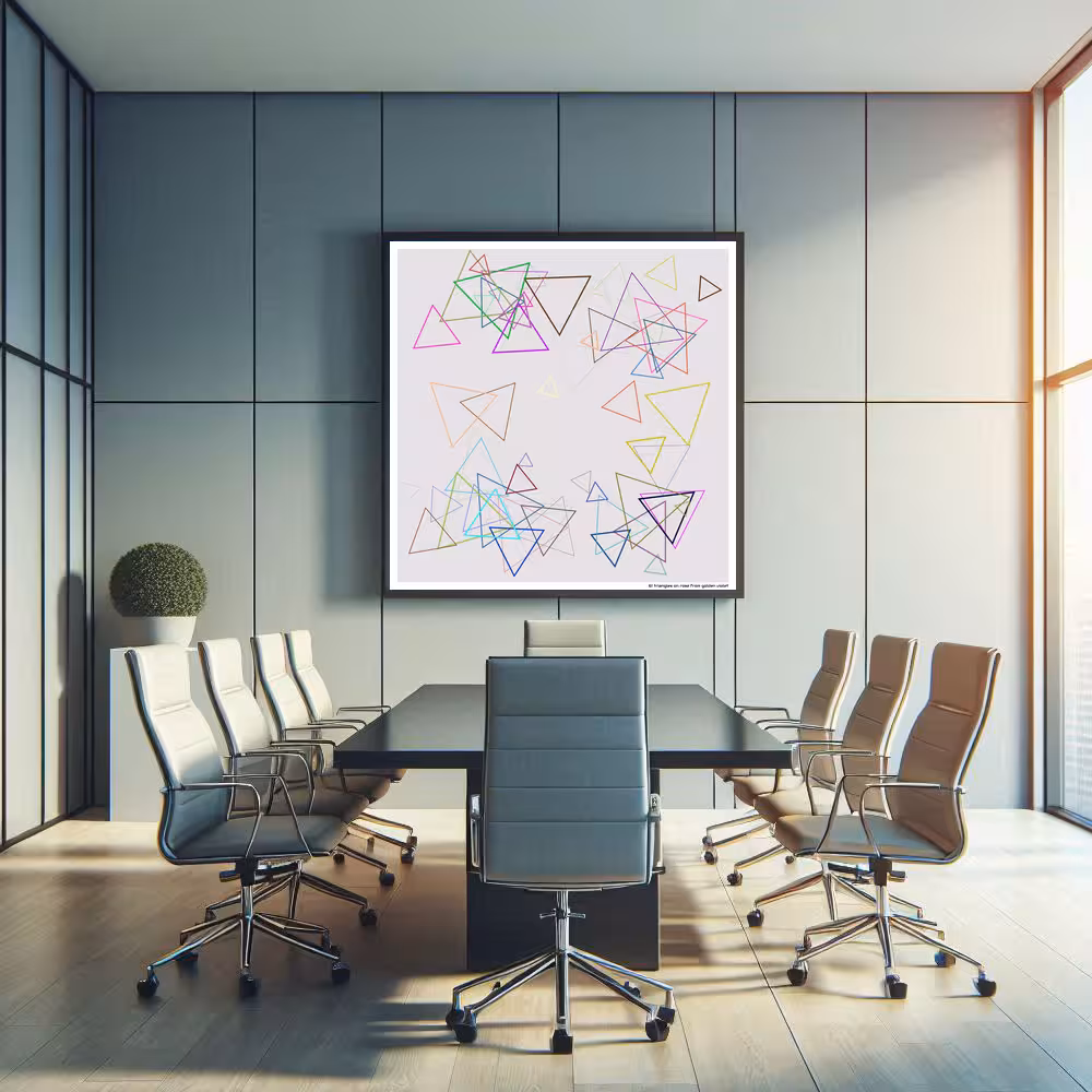 61 triangles on rose from golden violet in room setting