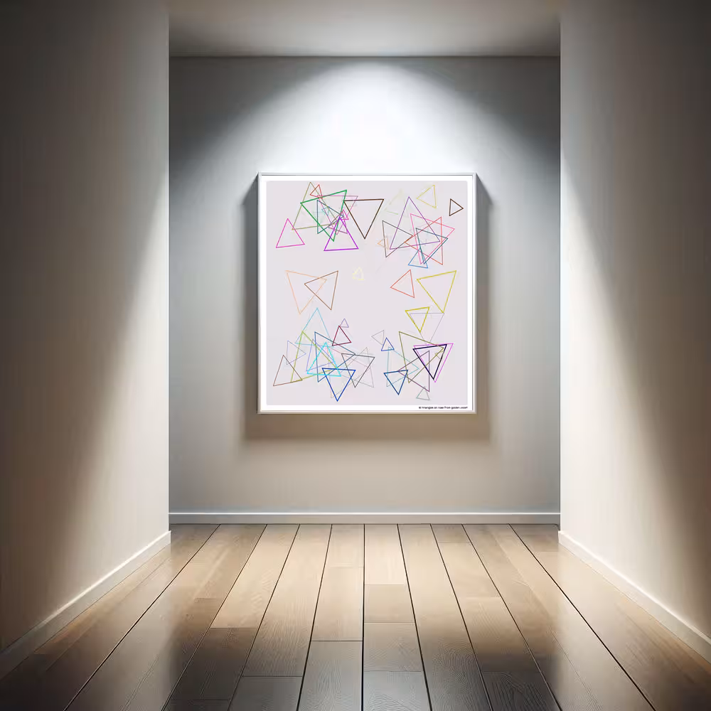 61 triangles on rose from golden violet in room setting