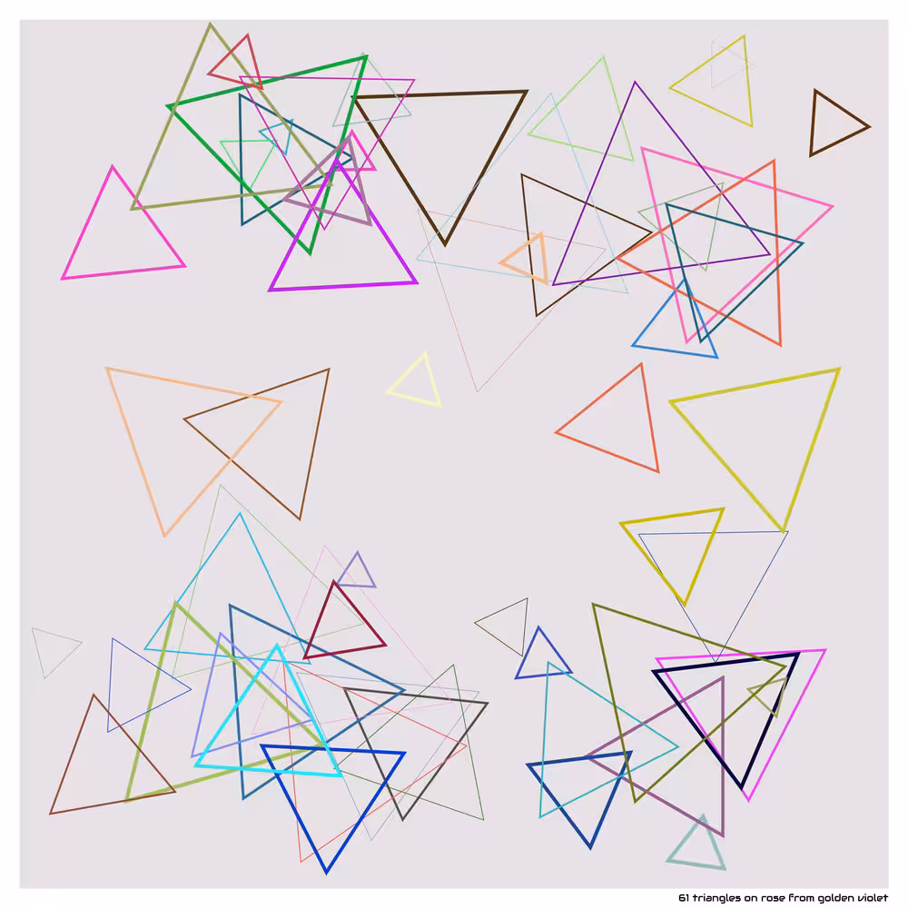 61 triangles on rose from golden violet