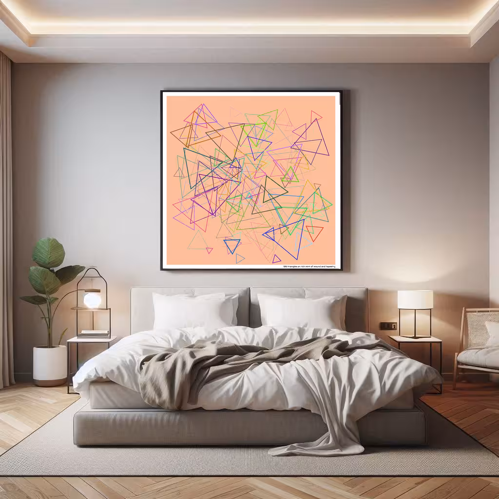 126 triangles on rich mint of wound and tapestry in room setting