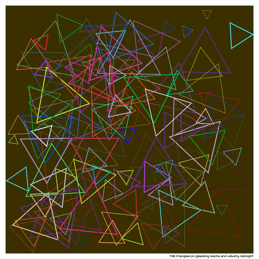148 triangles on gleaming mocha and velvety midnight