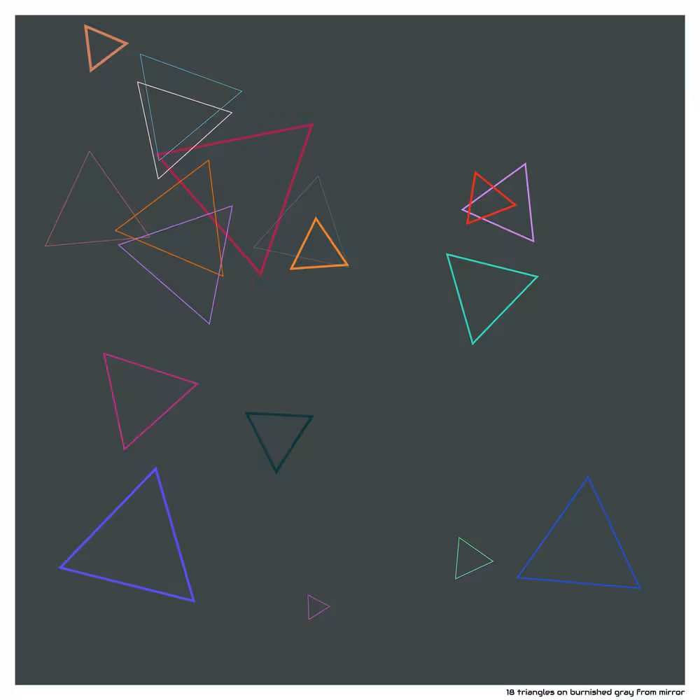 18 triangles on burnished gray from mirror