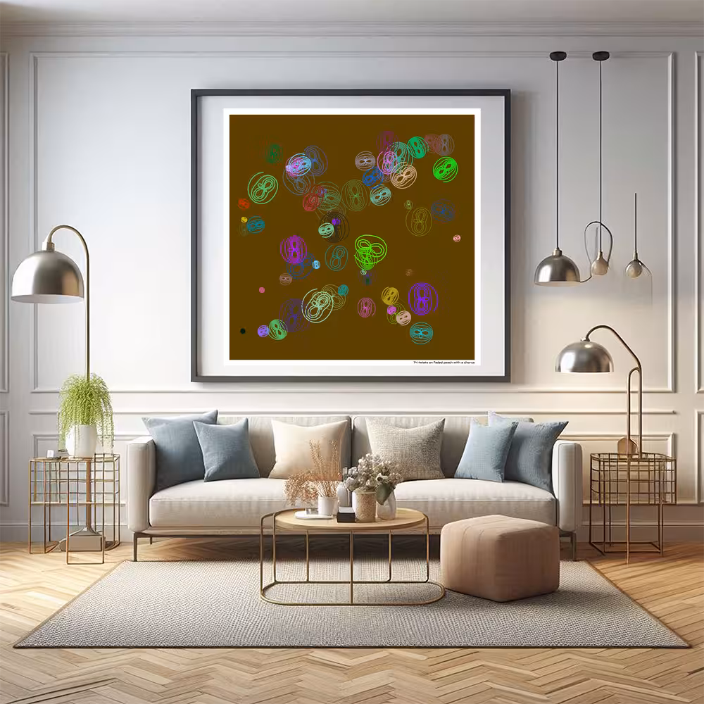 74 twists on faded peach with a chorus in room setting