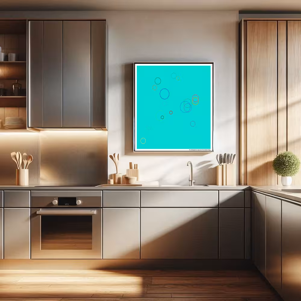 19 undecagons on aqua and the breeze's elegy in room setting