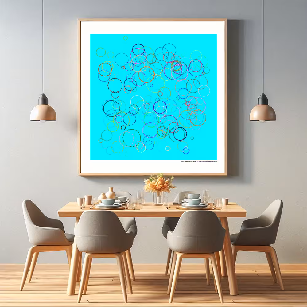 165 undecagons on dull aqua chasing melody in room setting