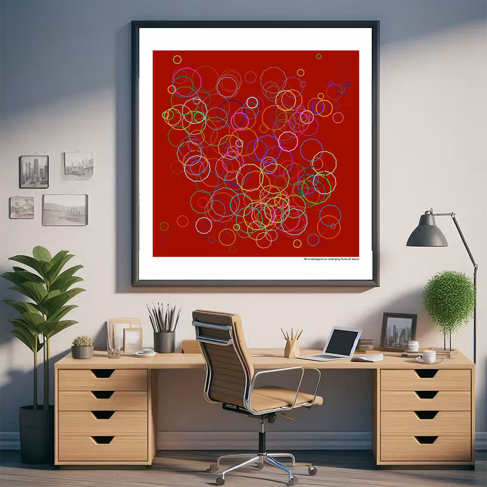 191 undecagons on emerging flute of denim in room setting