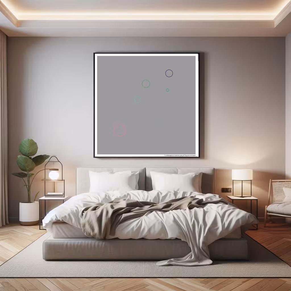 7 undecagons on serene gray of fog and whirlpool in room setting