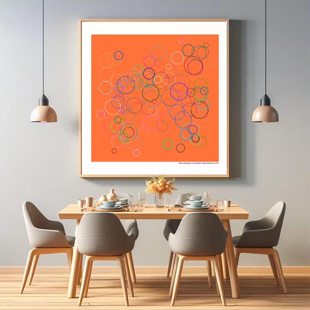 133 undecagons on midnight inside delicate butter in room setting