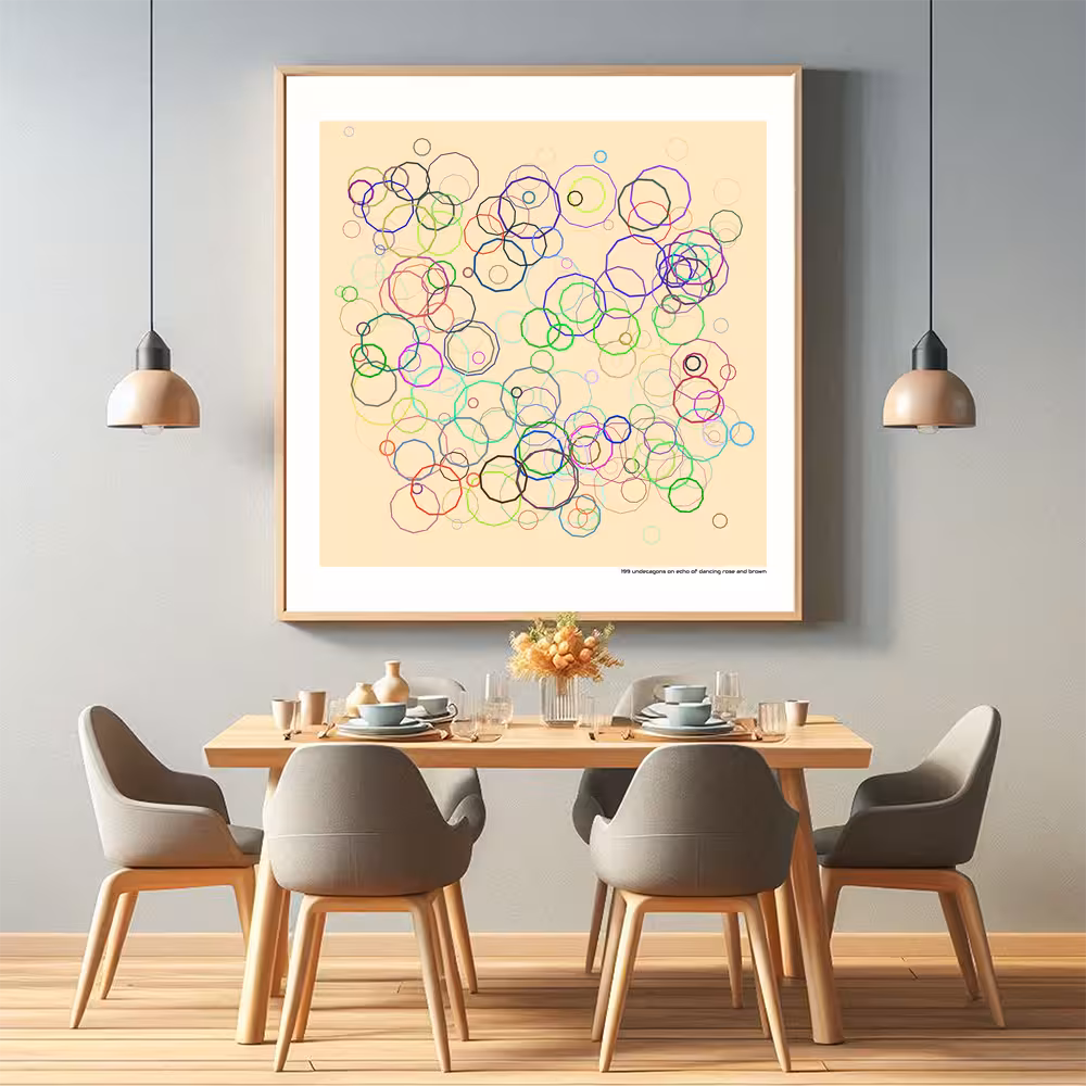 199 undecagons on echo of dancing rose and brown in room setting