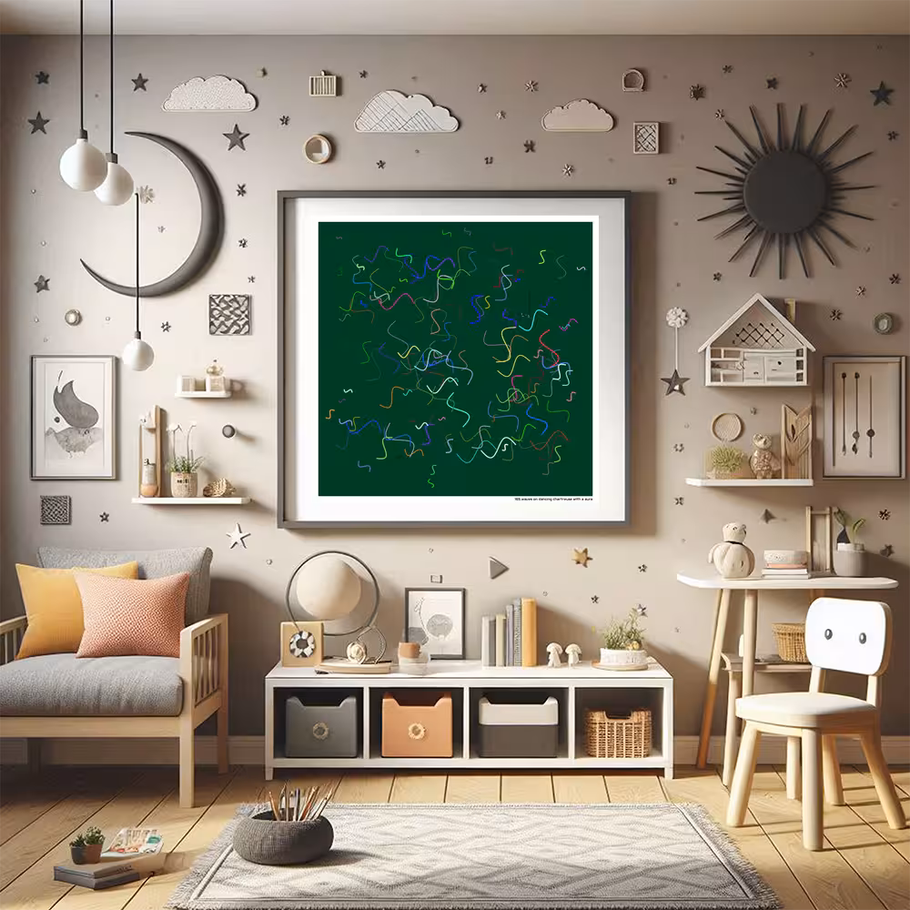 165 waves on dancing chartreuse with a aura in room setting