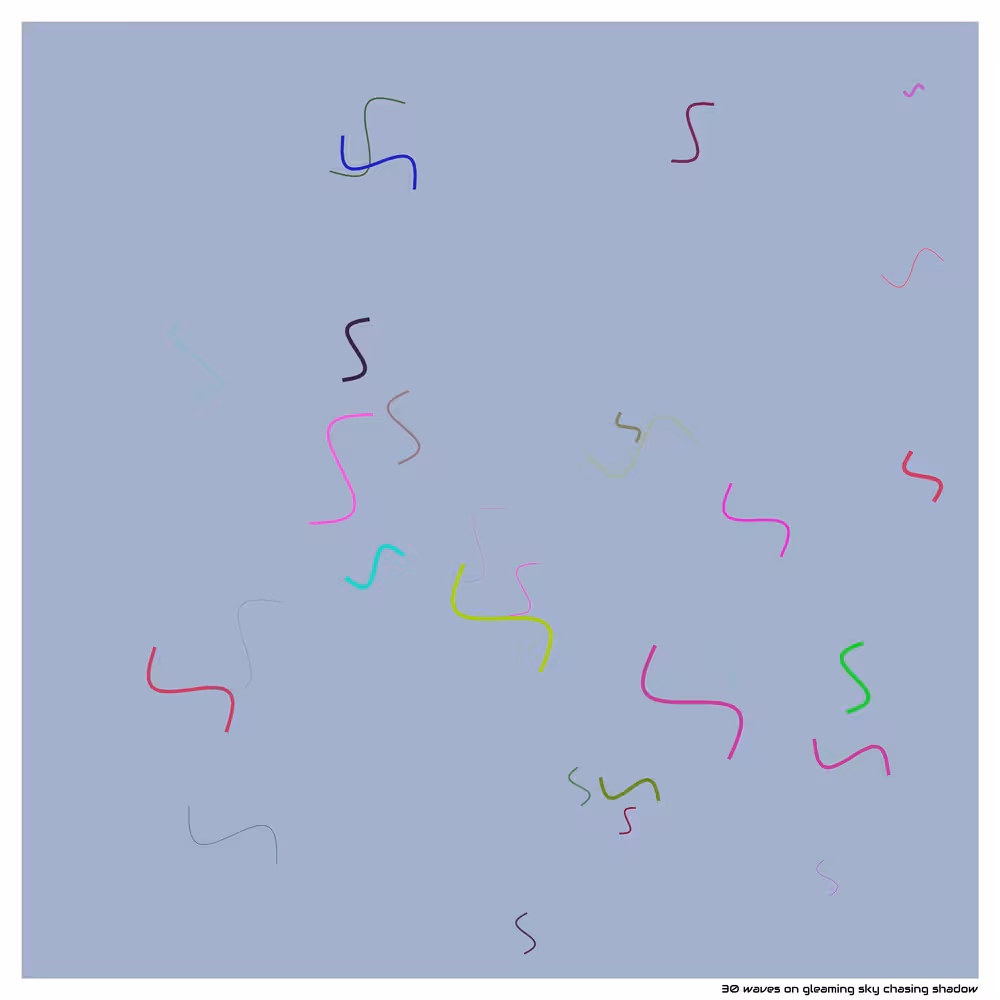 30 waves on gleaming sky chasing shadow