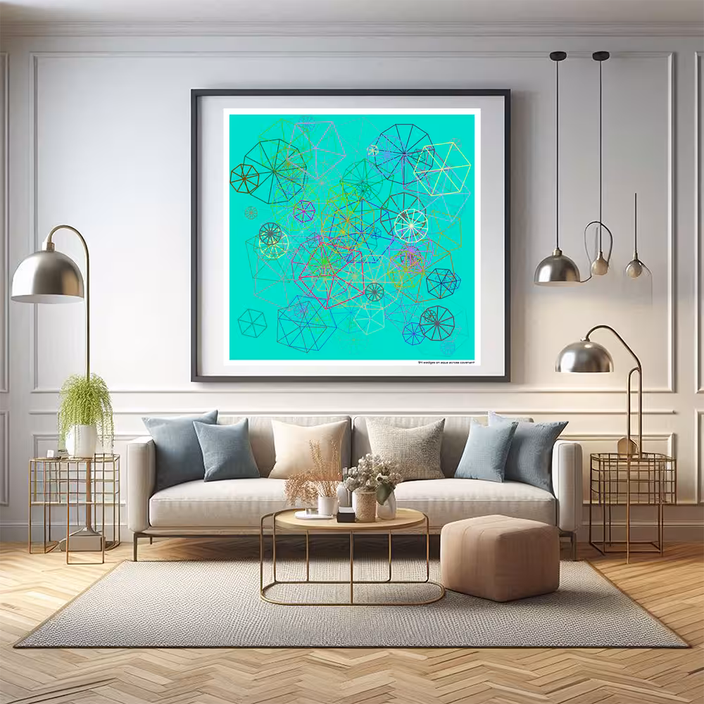 94 wedges on aqua across covenant in room setting