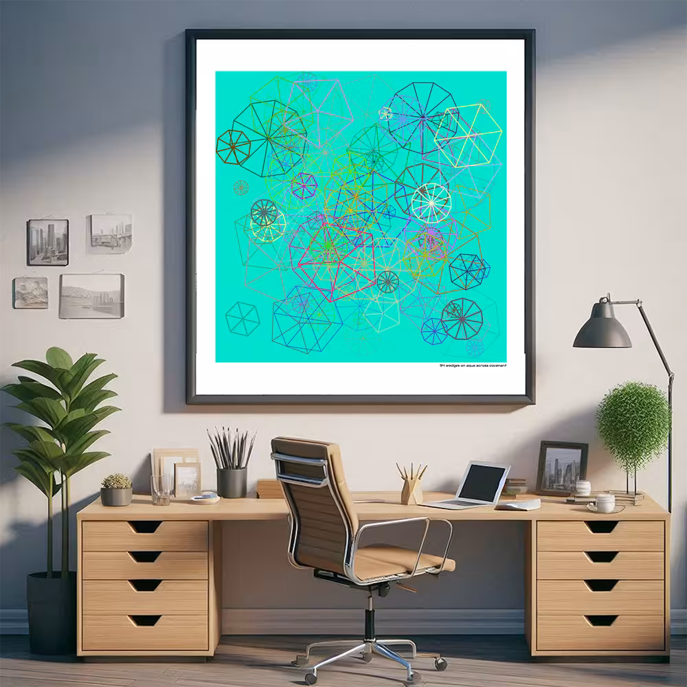 94 wedges on aqua across covenant in room setting