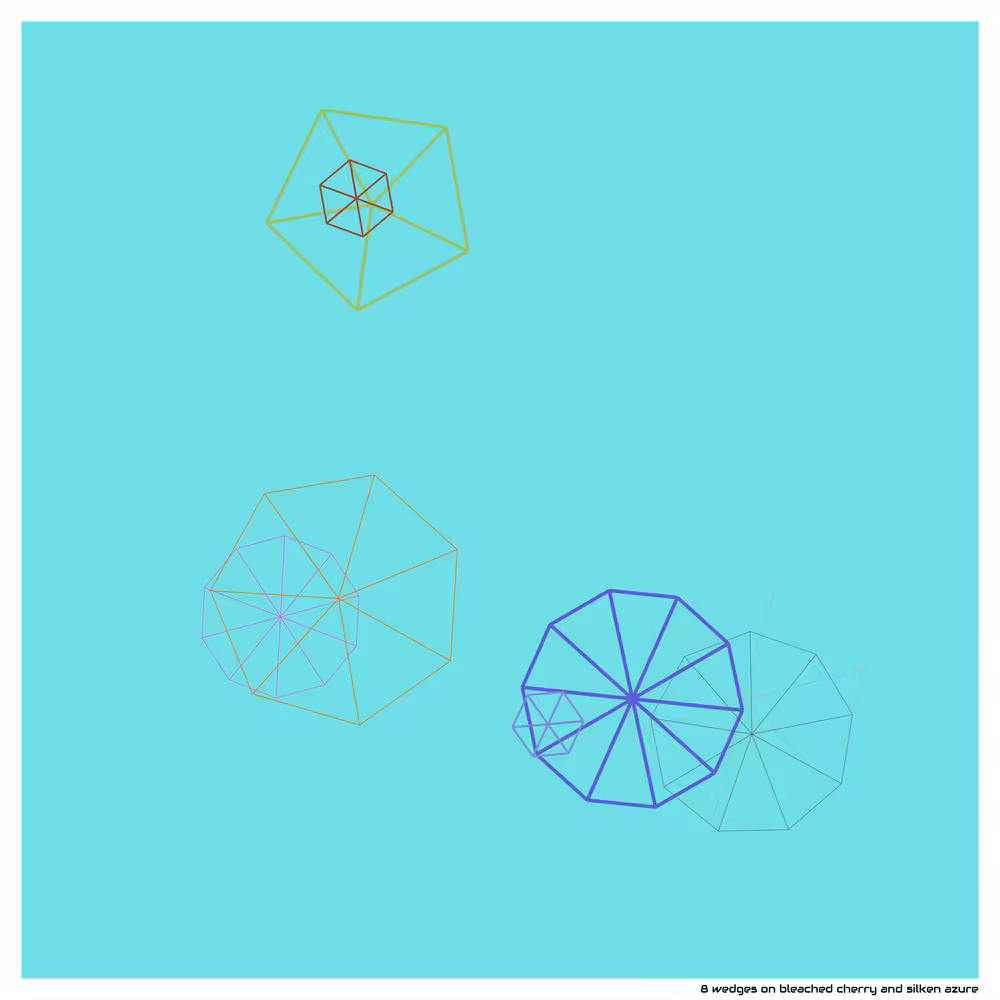 8 wedges on bleached cherry and silken azure