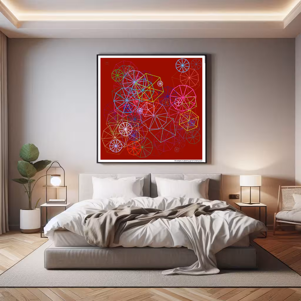 73 wedges on gleaming garnet chasing spell in room setting