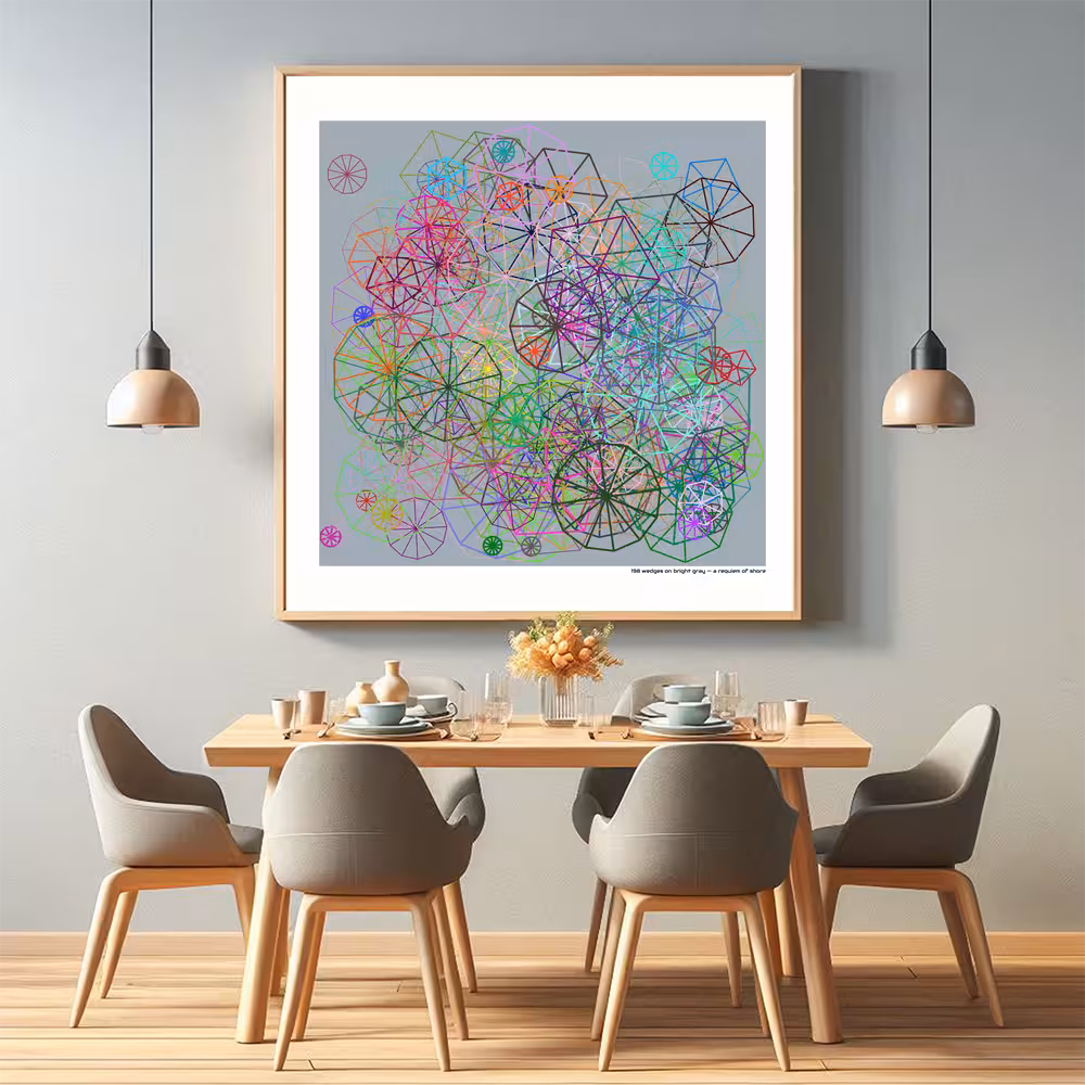 198 wedges on bright gray — a requiem of shore in room setting