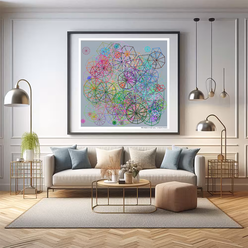 198 wedges on bright gray — a requiem of shore in room setting