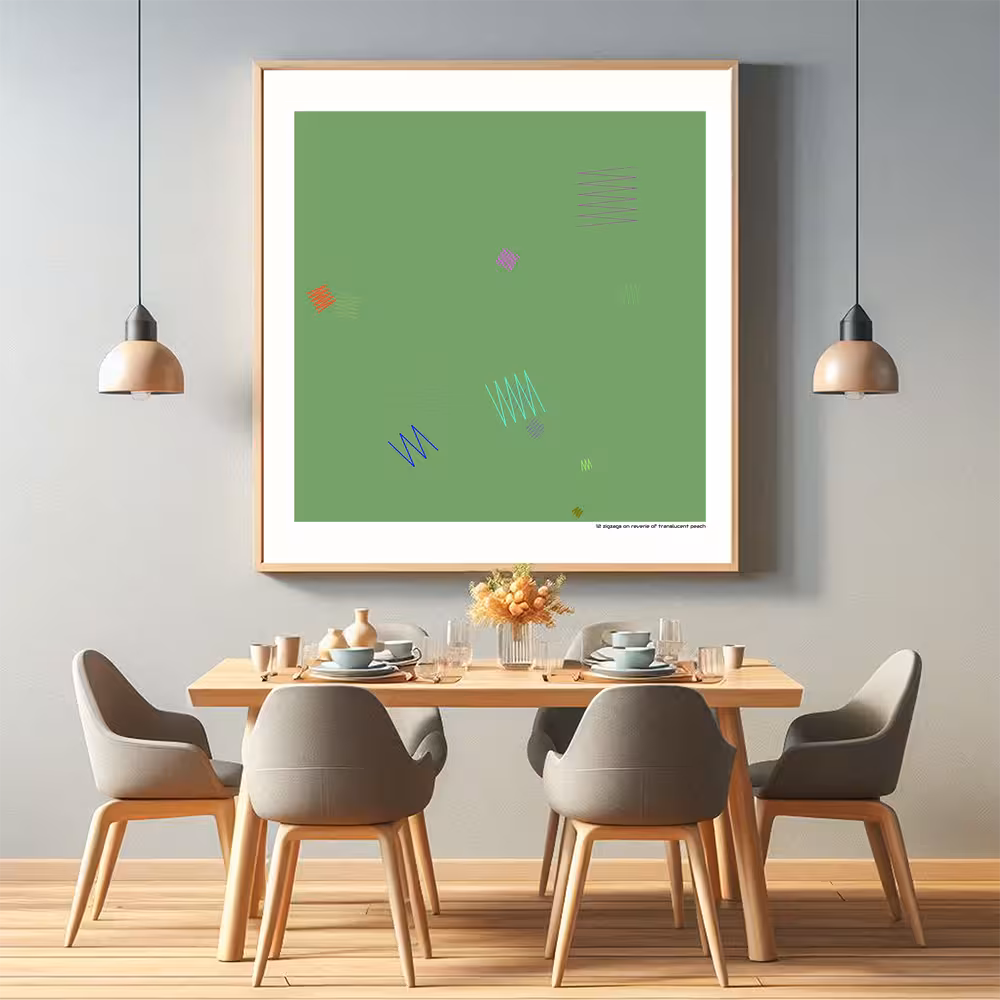 12 zigzags on reverie of translucent peach in room setting