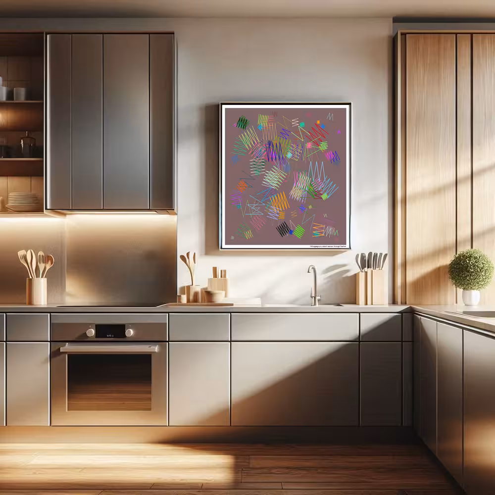 149 zigzags on a silent maroon through feather in room setting