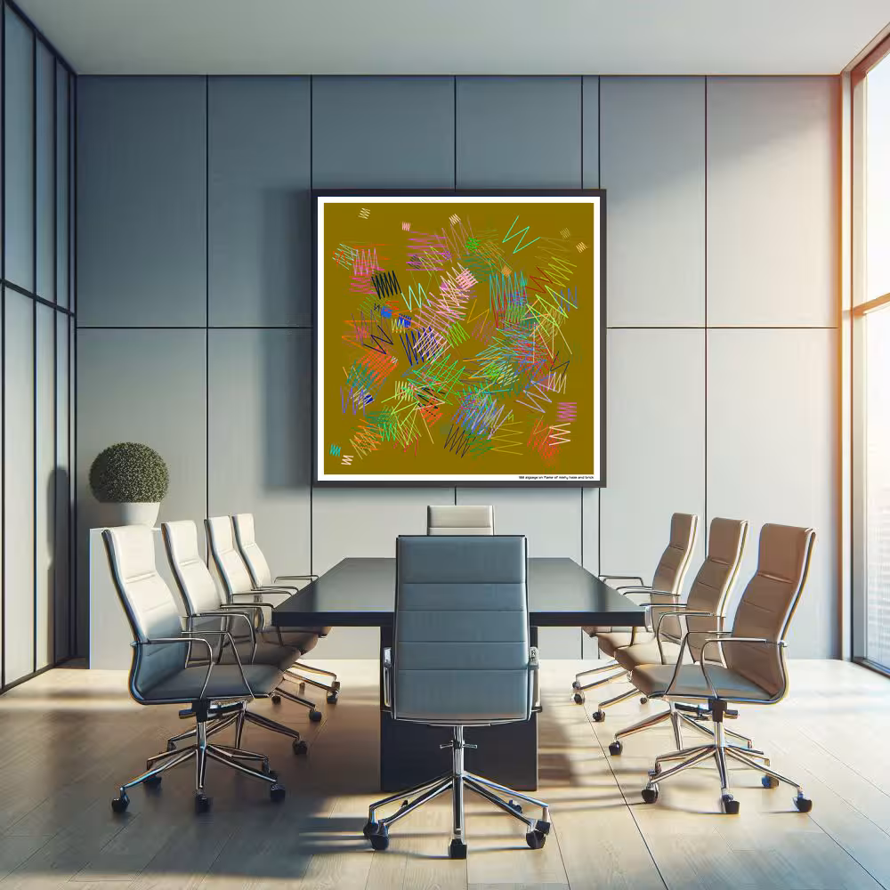 188 zigzags on flame of misty haze and brick in room setting