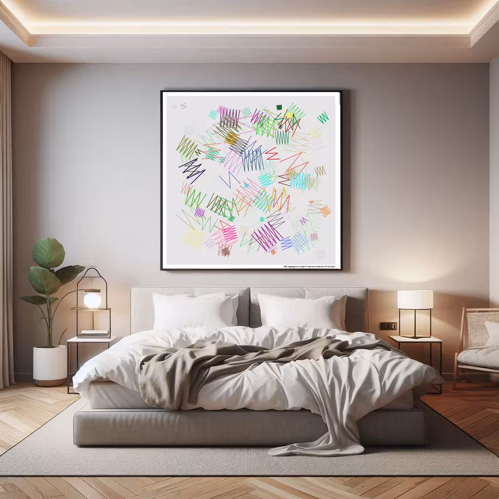 125 zigzags on bright rose and silence of horizon in room setting