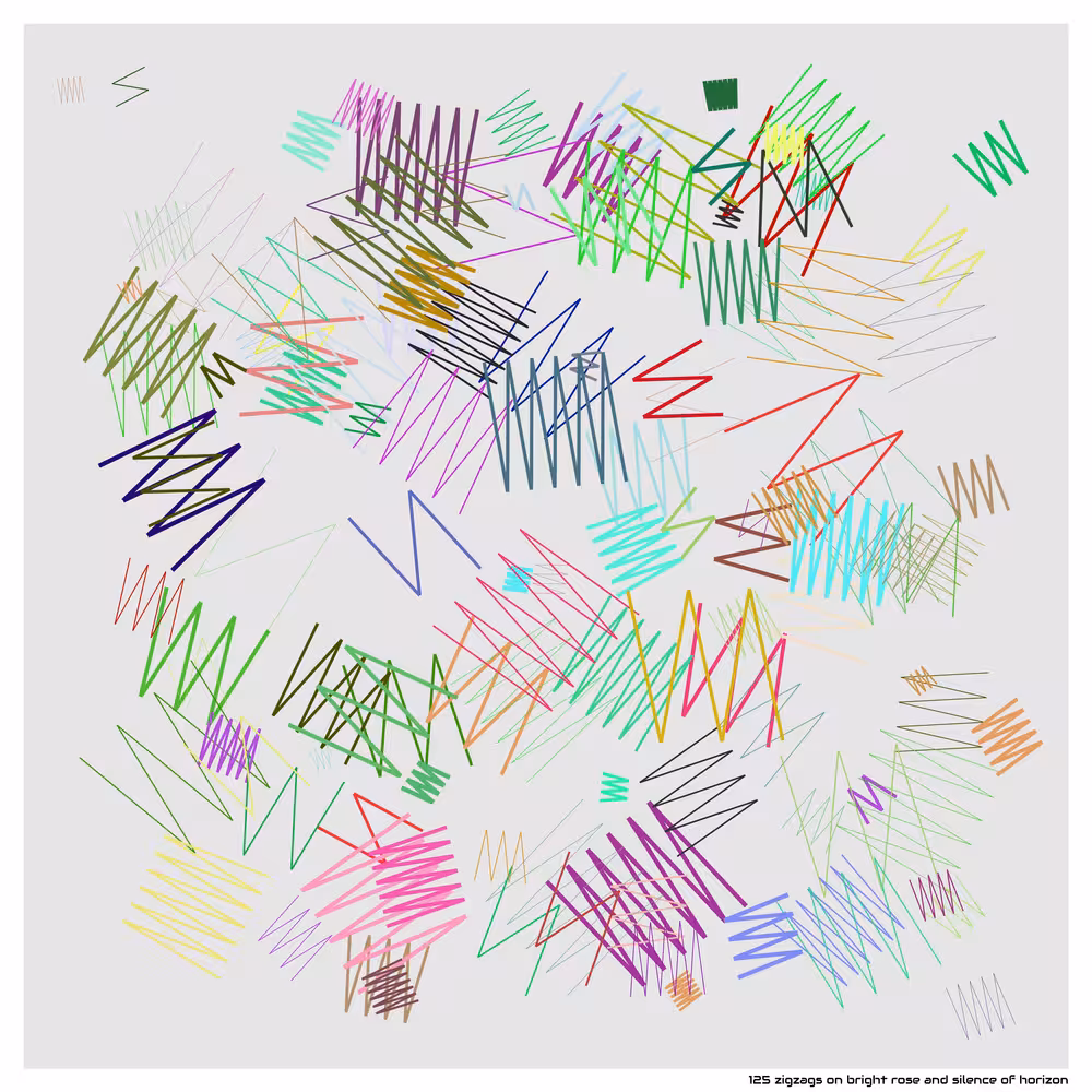 125 zigzags on bright rose and silence of horizon