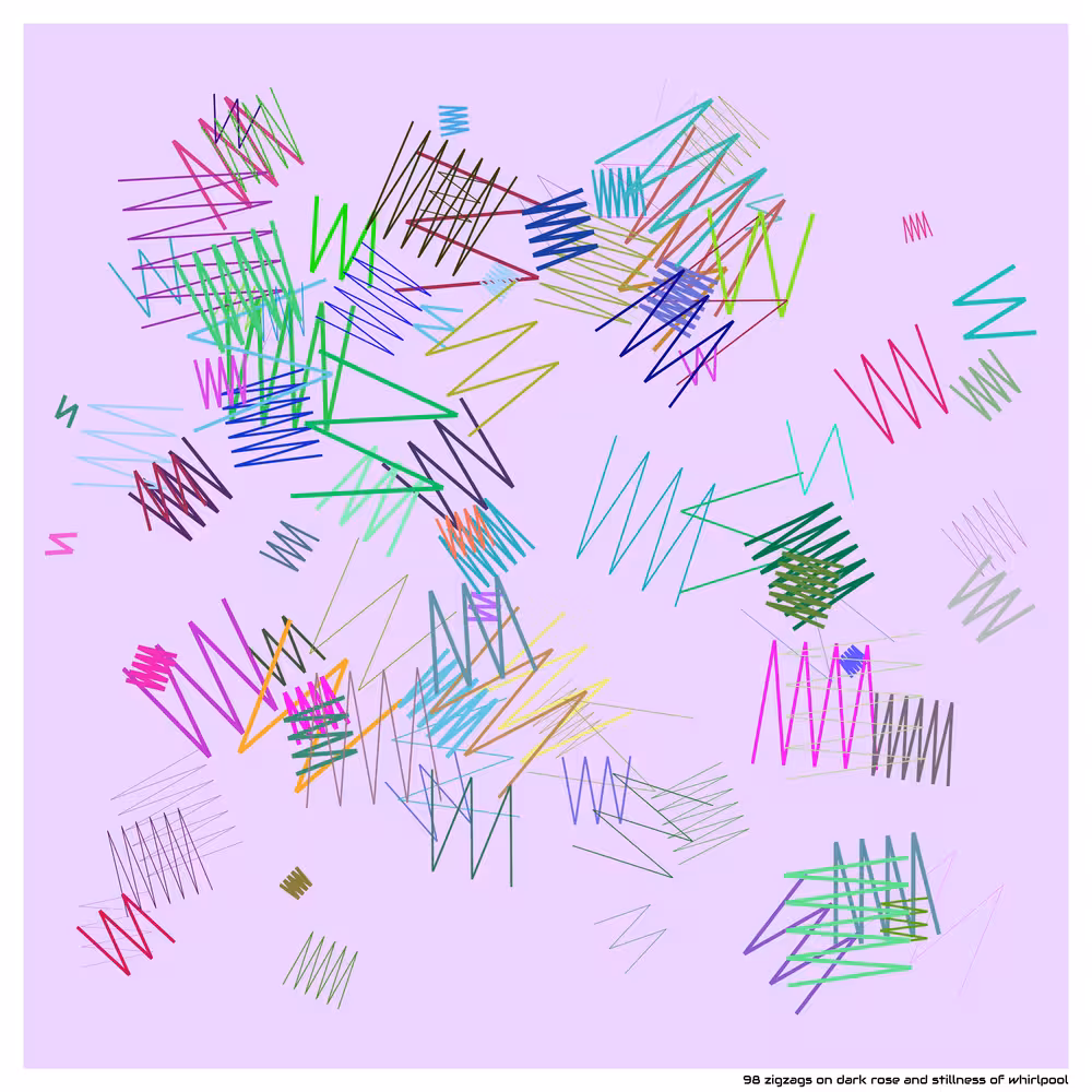 98 zigzags on dark rose and stillness of whirlpool