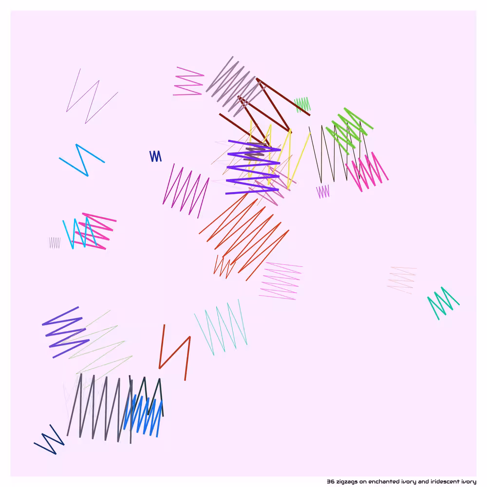 36 zigzags on enchanted ivory and iridescent ivory