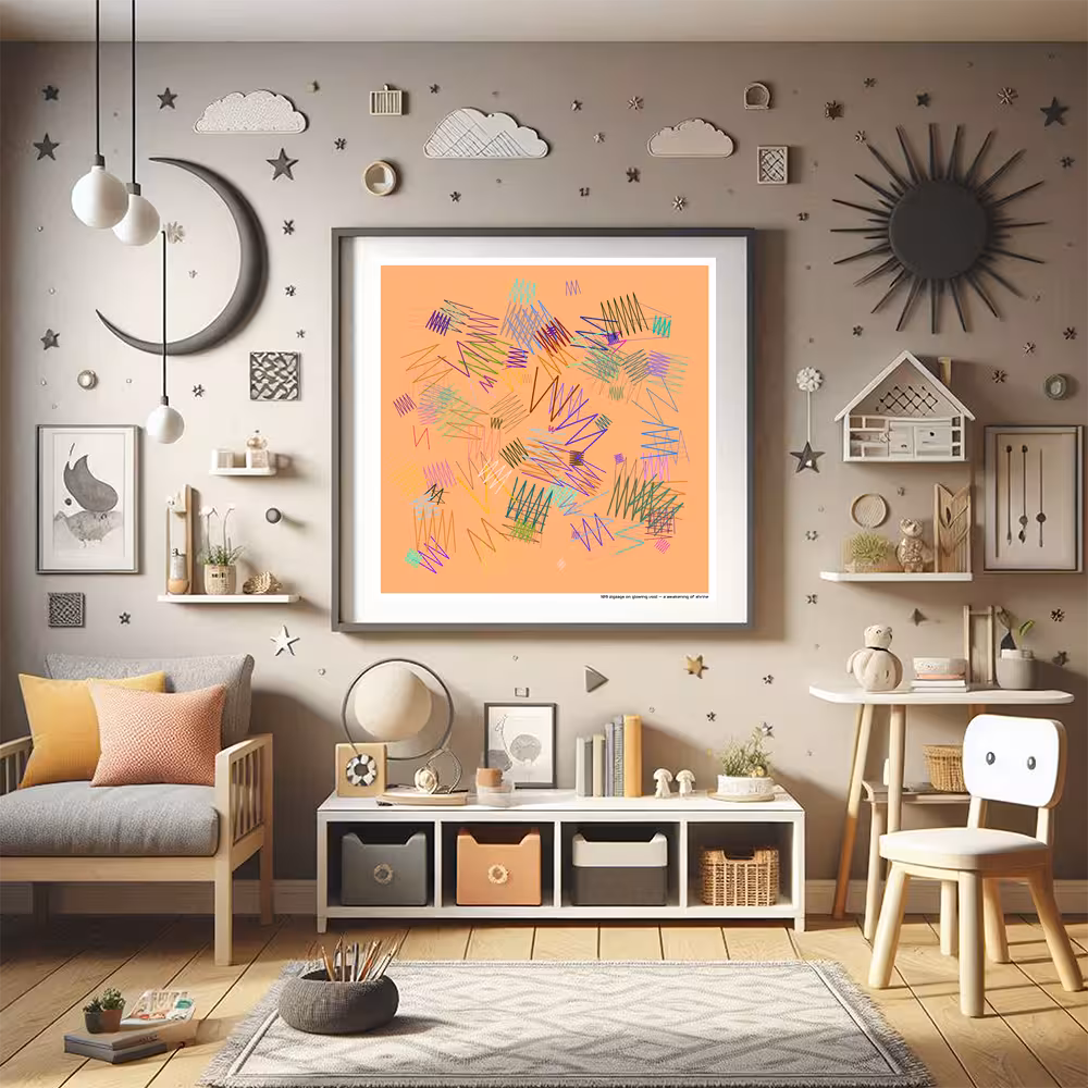 109 zigzags on glowing void — a awakening of shrine in room setting